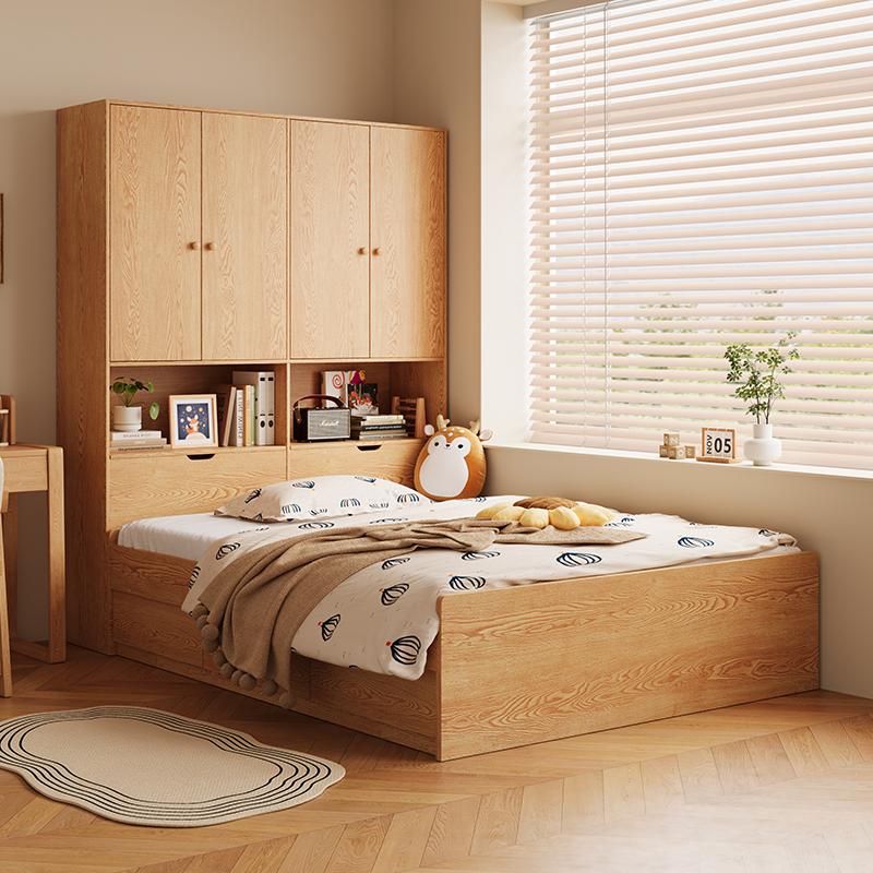 全实木儿童衣柜床男孩女孩榻榻米单人小户型储物一体组合高箱床