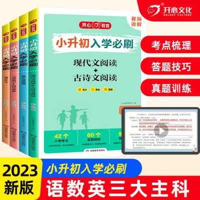 2023开心教育小升初入学必刷语文现代文古诗文阅读满分作文数学易错题英语完形填空阅读理解语数英小学六年级专项训练真题卷总复习