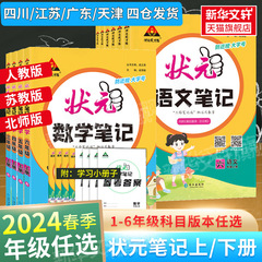 2024春新版状元笔记语文二年级三年级上册四五六年级状元笔记数学下册人教版语文课本教材全解七彩语文课堂笔记人教版教材解读全解