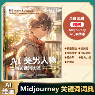 AI美男人物绘画关键词图鉴 MIDJOURNEY版 ai绘图二次元漫画人物AI绘画教程mj关键词图鉴AIGC图片创作现代古风美男子 AI绘画教程书