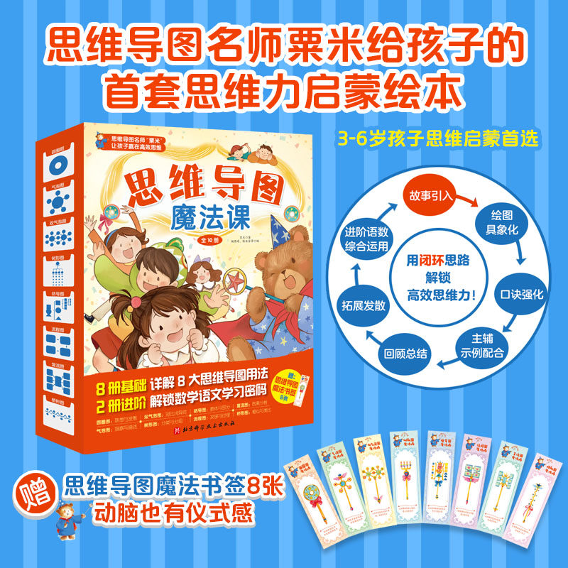 思维导图魔法课全10册 详解8大基础思维导图用法解锁数学语文学习密码 针对亲子共读的年龄段 在故事中轻松学会思维 幼儿思维启蒙