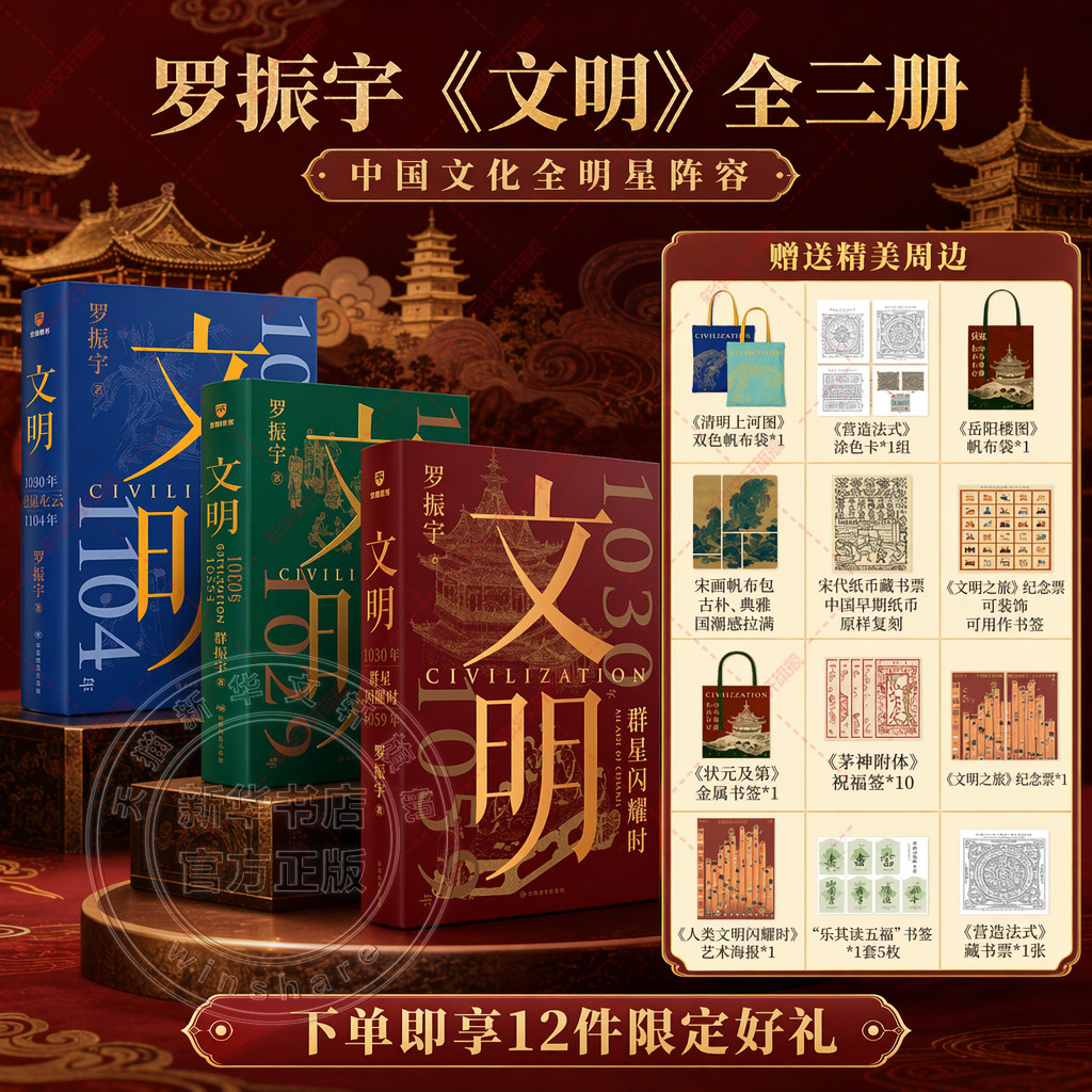 双章刷边+帆布袋等赠品】文明1+2+3罗振宇重磅新书 1000年-1104年 变法风云 人类文明闪耀时 北宋历史书 苏东坡 文明之旅 正版书籍