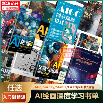 任选 AI绘画学习书籍】Midjourney即梦Stable Diffusion豆包剪映哩布哩布通义万相文心一格Firefly零基础自学画新手小白入门教程书