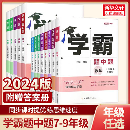 2024适用初中学霸题中题数学物理英语化学七八九年级上下册人教版沪科北师外研鲁教沪教版课本同步课时练习题作业本初一二三教辅书