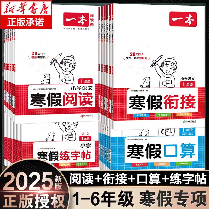 2025新版一本暑寒假衔接寒假阅读口算练字帖语文数学1一升2二升3三升4四升5五一二三四五年级阅读理解专项训练书一本官方旗舰店