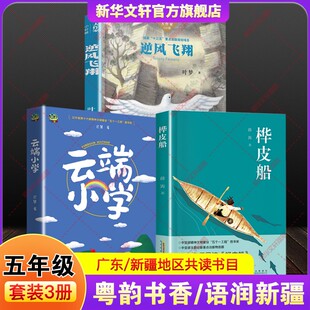 2026年寒假广东粤韵书香语润新疆共读书目五年级下册必读推荐套装3册桦皮船云端小学逆风飞翔小学生课外阅读书籍儿童文学老师正版