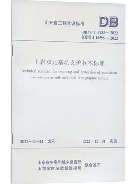 土岩双元基坑支护技术标准 DB37/T 5233-2022 备案号 J 16596-2022 正版书籍 新华书店旗舰店文轩官网 中国建筑工业出版社