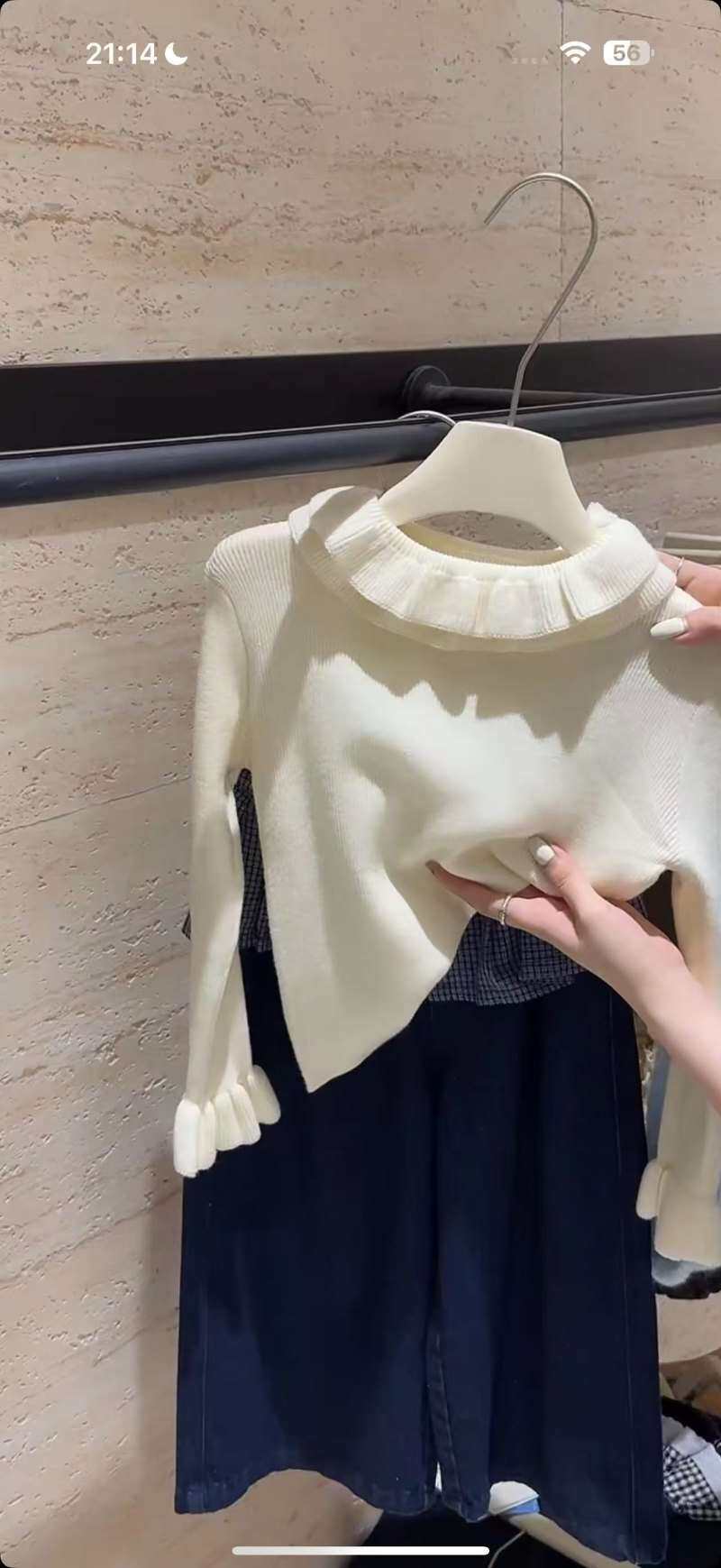 女童双层花边翻领毛衣打底衫20毛衣/针织衫