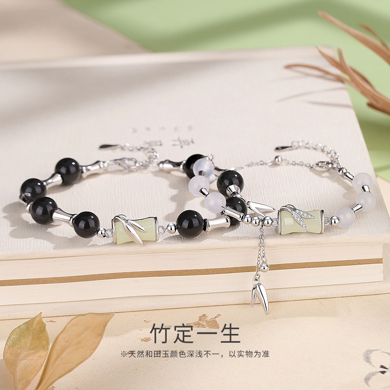 竹定一生情侣手链925纯银饰品潮