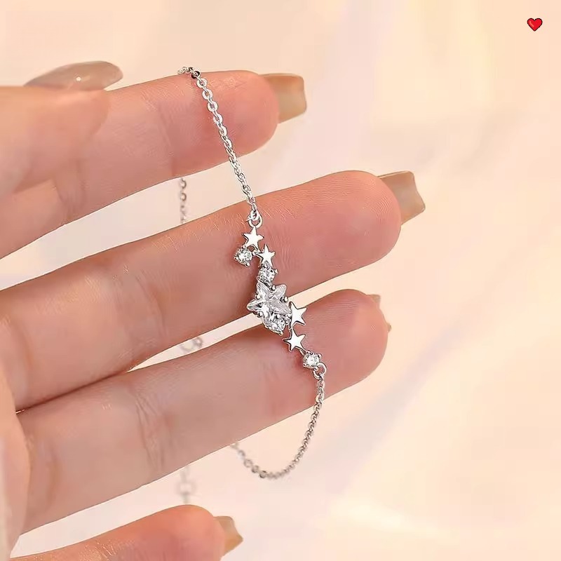 s925纯银闪耀星星手链女夏时尚