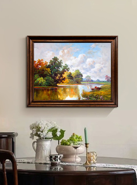 u作手工油画风景画玄关客厅挂画风景画中古风装饰画古典美式欧式