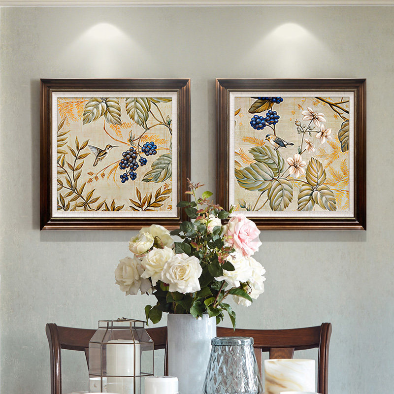 u作【蜂鸟图】手工手绘油画复古美式客厅装饰画餐厅挂画古典花鸟