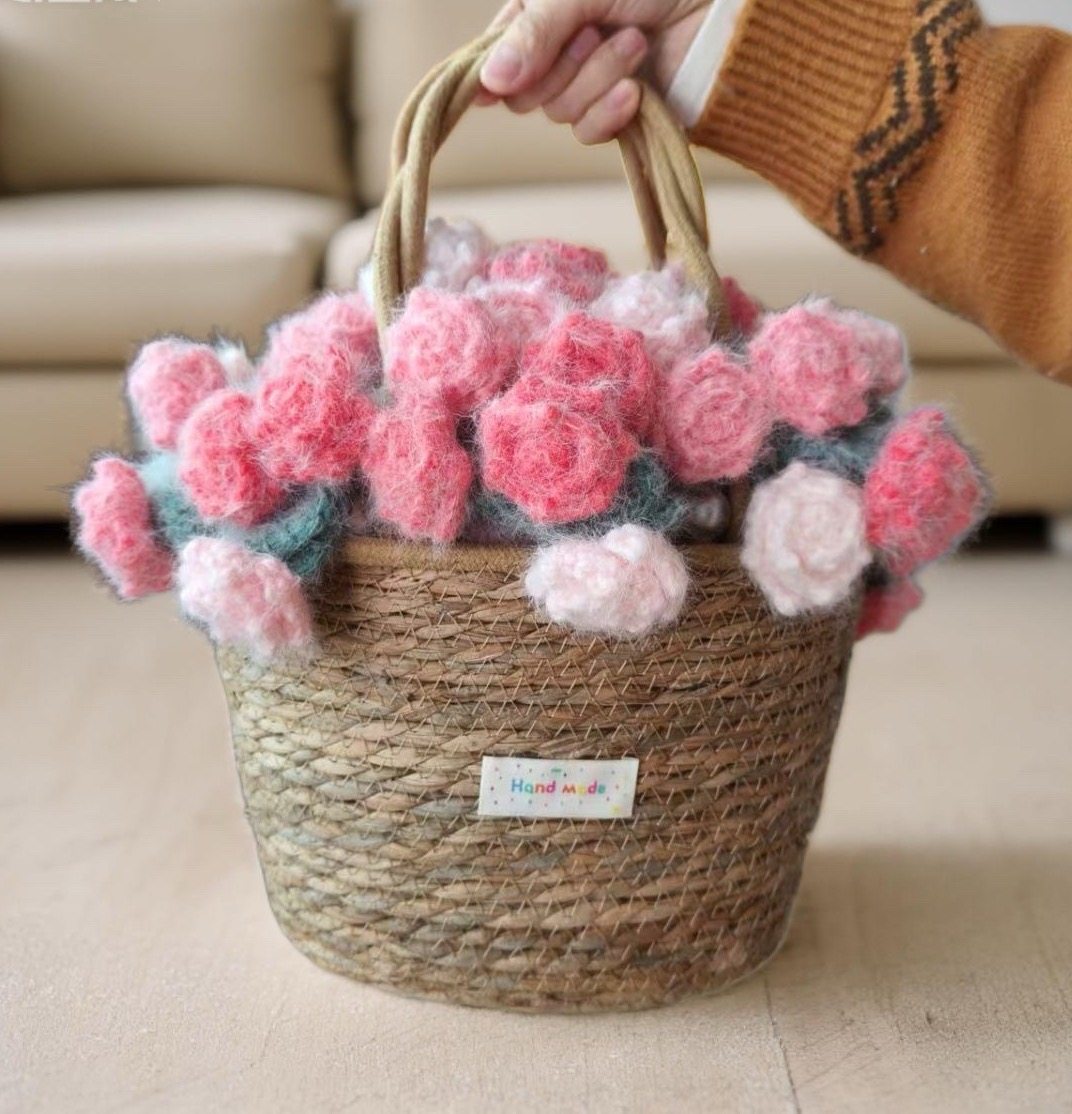 手工编织手提包玫瑰花束包玫瑰毯子水桶包礼物情人节抱抱桶花店,家居饰品,花篮,淘宝优惠券,粉丝福利购,淘宝优惠卷