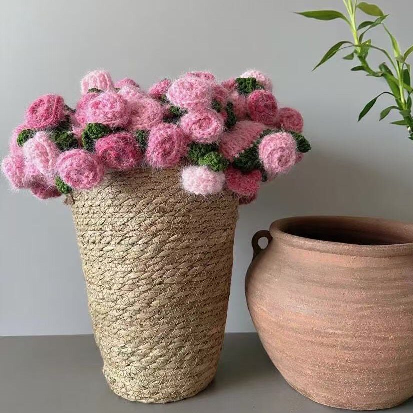 花盆草编花篮干花瓶摆件插花编织