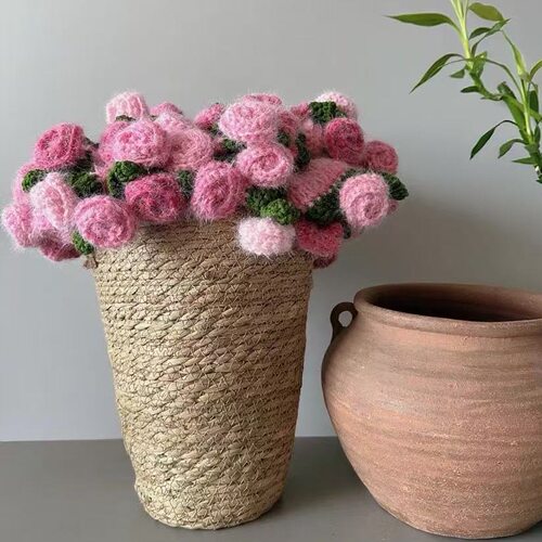 花盆草编花篮干花瓶摆件插花编织