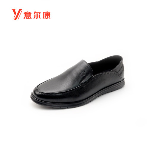 意尔康真皮一脚蹬男士皮鞋