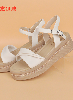 意尔康厚度坡跟凉鞋女清仓夏季新款沙滩外传百搭罗马百搭女鞋