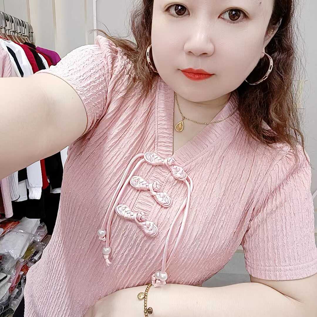 大码女装胖mm夏季新款2024新中式盘扣国风设计感正肩短袖t恤上衣