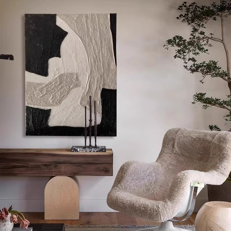 橙子手绘油画简约肌理轻奢客厅装饰画现代抽象玄关餐厅立体挂画图片