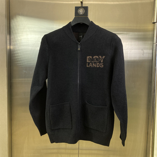 专柜瘦身50码休闲风立领拉链针织开衫男长袖保暖外套潮流毛衣E25