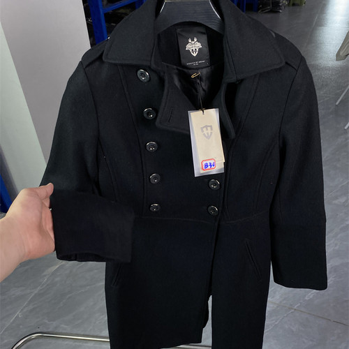 黑色毛呢大衣男女通穿中长款