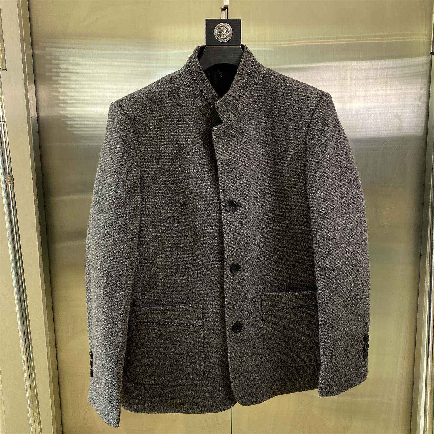 专柜50码商务绅士灰色毛呢大衣男冬季立领中长款单排扣外套E04,男装,毛呢大衣,淘宝优惠券,粉丝福利购,淘宝优惠卷