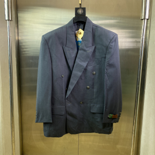 J53 外套男翻领职场正装 专柜50码 宽松老钱风商务休闲双排扣西装