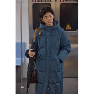 【现货】冬季长款连帽被子羽绒服女过膝保暖90%白鹅绒外套