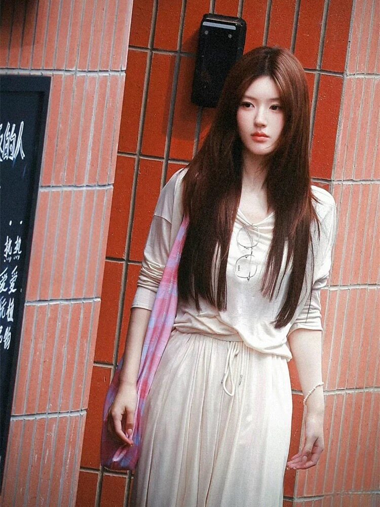 赵露思许我耀眼许妍同款圆领气质淑女T恤瑜伽普拉提宽松罩衫