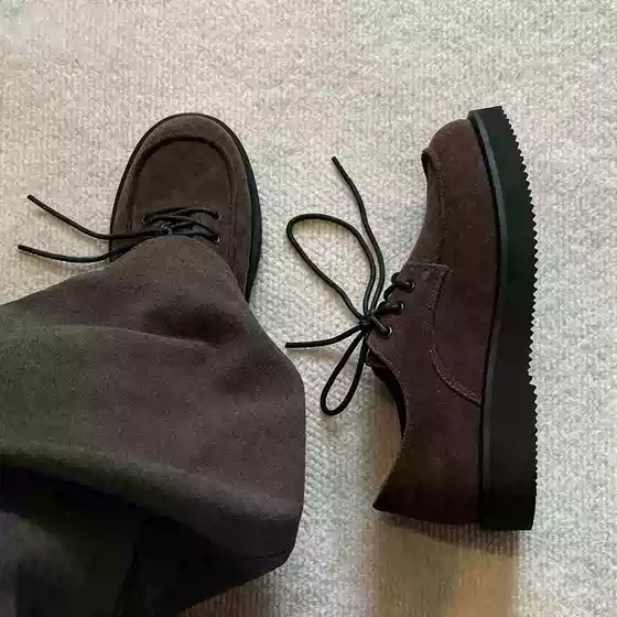 Derby shoes men's height increasing big toe shoes versatile trendy shoes suede leather shoes old money style loafers cleanfit shoes