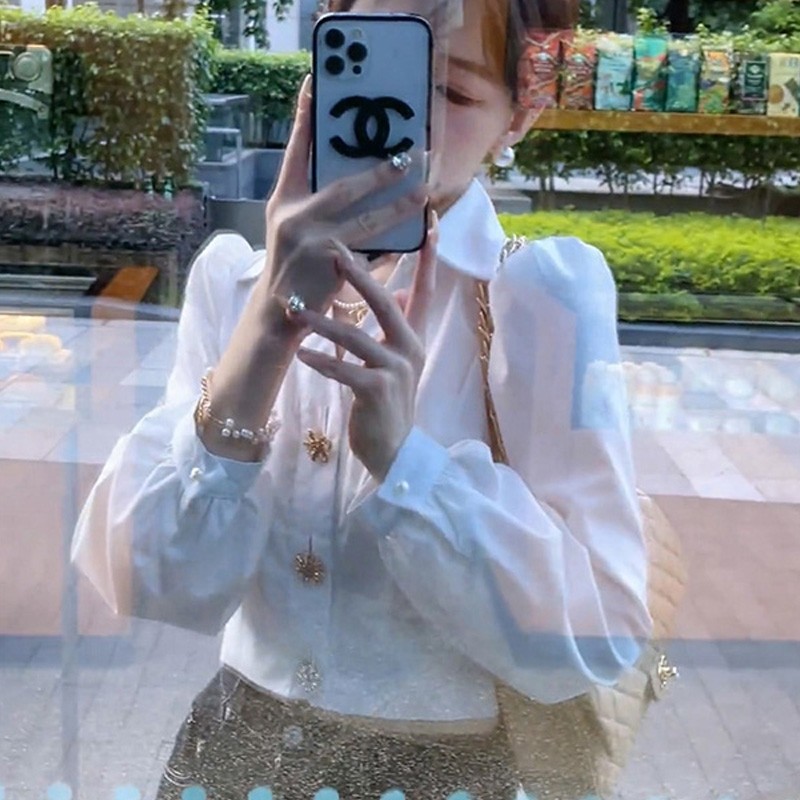 法式高级感白衬衣女款2025新款爆款独特漂亮雪纺衬衫泡泡袖上衣女