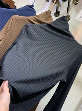 高级灰色超好看爆款高领毛衣女外穿坑条针织衫加厚百搭毛衫打底衫