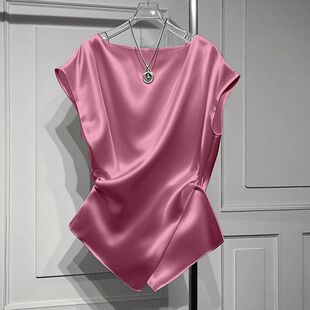 粉色缎面设计感背心女夏季新款百搭衬衫今年流行爆款超好看上衣服