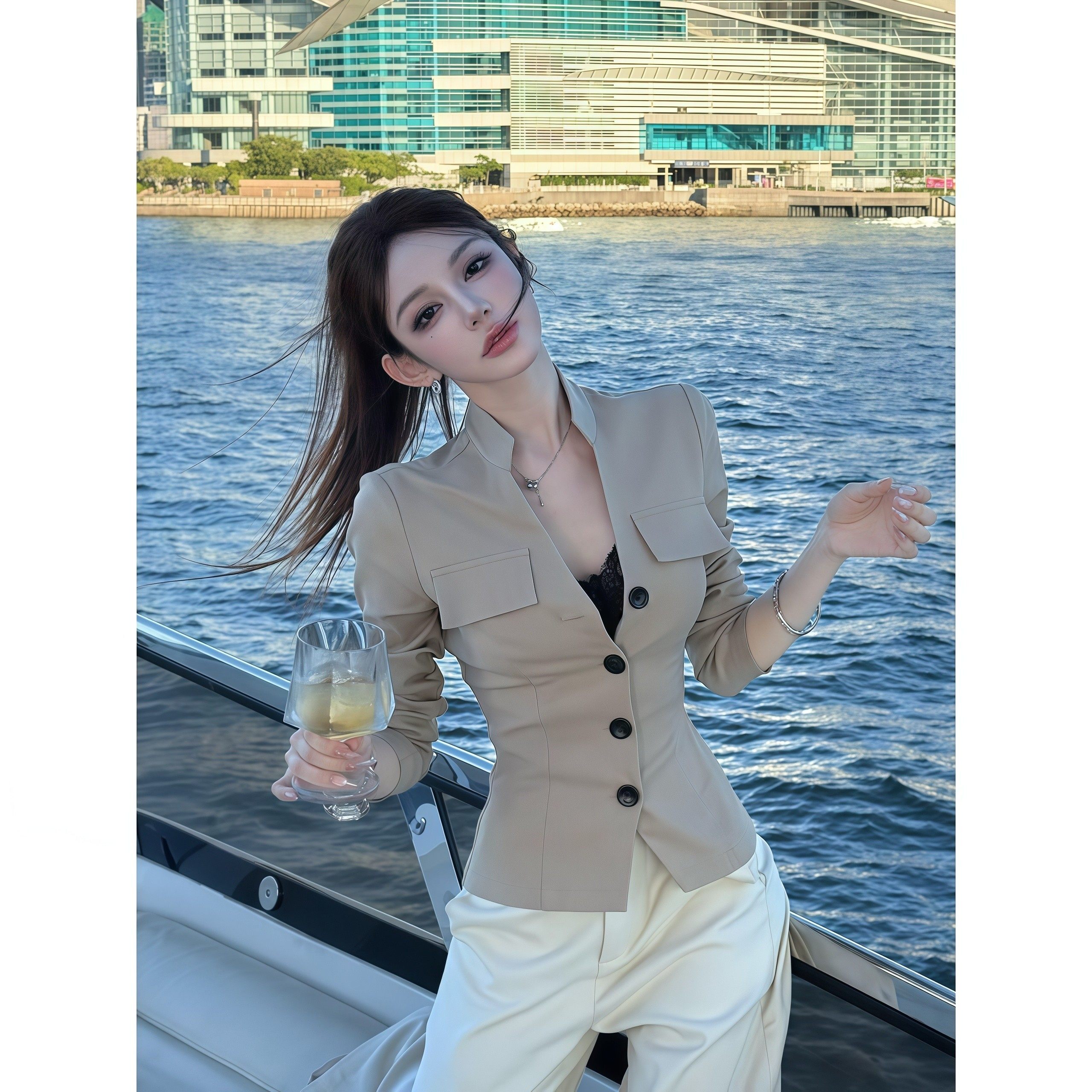 韩版时尚气质高级感超好看的双口袋收腰短外套女2025秋冬新款上衣,女装/女士精品,衬衫,淘宝优惠券,粉丝福利购,淘宝优惠卷