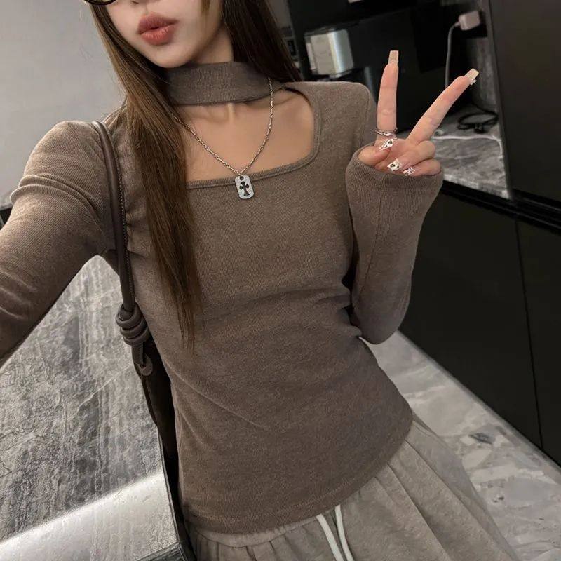 法式长袖打底衫女内搭上衣2026春秋季修身显瘦磨毛加绒咖色低方领,女装/女士精品,T恤,淘宝优惠券,粉丝福利购,淘宝优惠卷