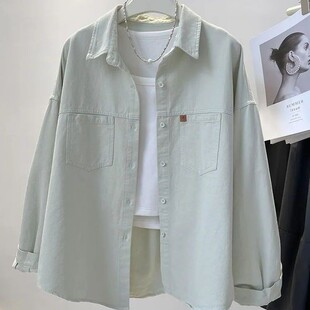女外套春秋装 开衫 新款 口袋宽松显瘦小个子长袖 上衣衬衣女 韩版 衬衫