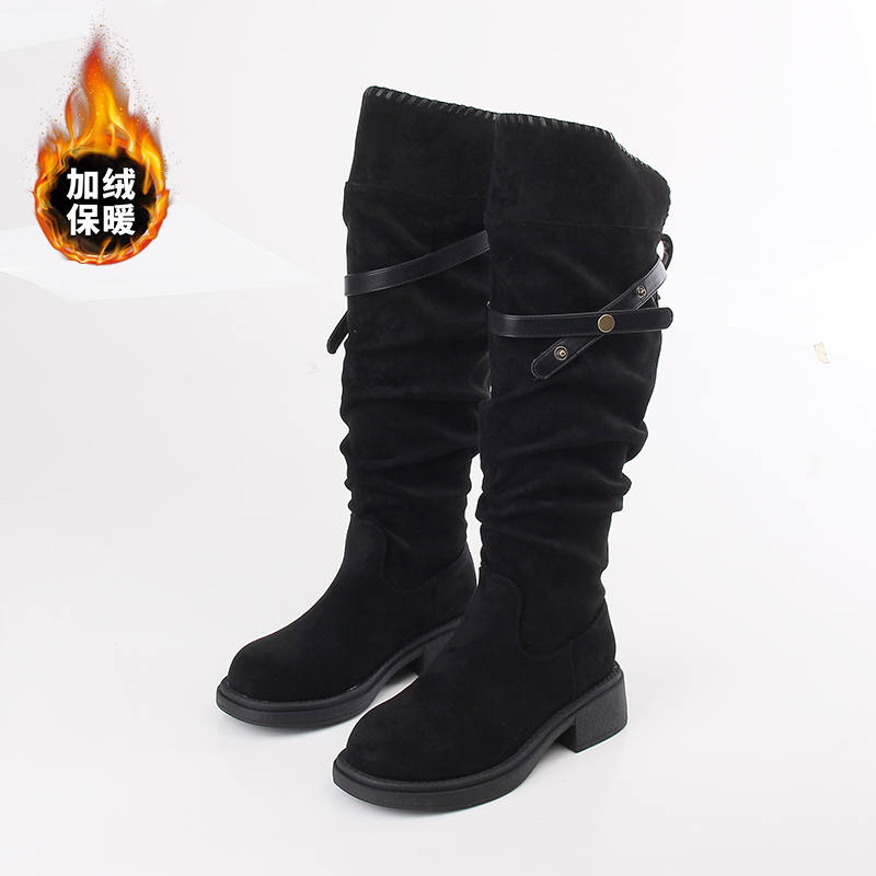 嘉俪多女鞋欧美高筒靴羊反绒