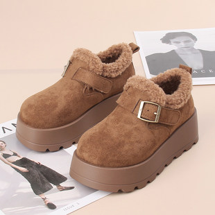 嘉俪多女欧美勃肯懒人磨砂冬季 舒适 加绒厚底圆头魔术贴2025新款