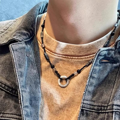 实心99纯银平安扣项链男款男生男士吊坠生日送男朋友礼物生日实用