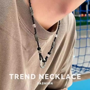 实心平安扣999纯银玛瑙项链少年感男生男款生日礼物高级感送男友