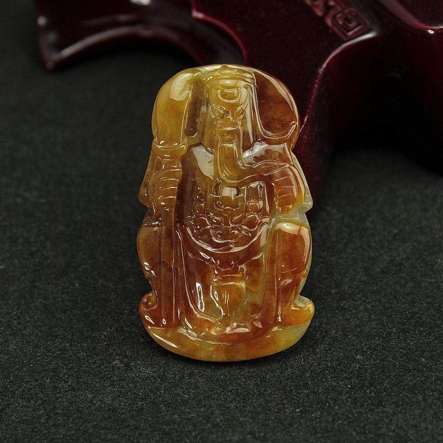 特价 天然缅甸翡翠a货玉器 糯种红翡关公关帝关二哥武财神吊坠