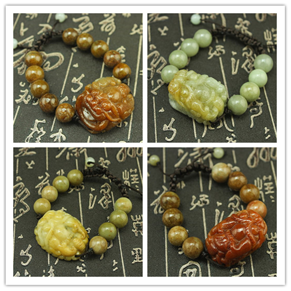 缅甸天然玉器龙头男士手链