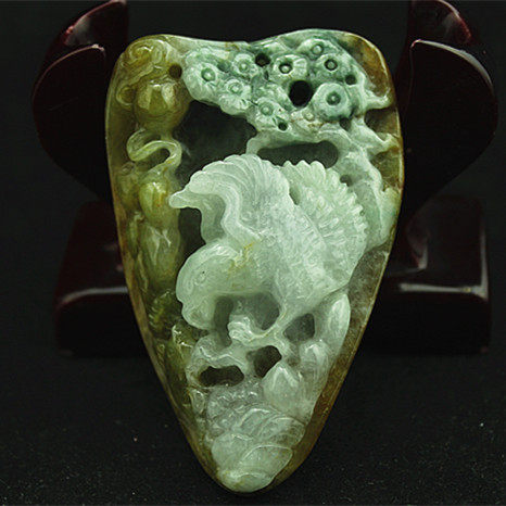 特价 缅甸天然翡翠A货玉器 冰糯种大鹏展翅挂件把件玩件腰挂 包邮