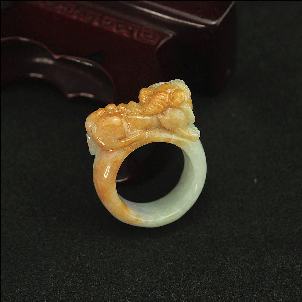 缅甸玉器招财貔貅证书戒指包邮