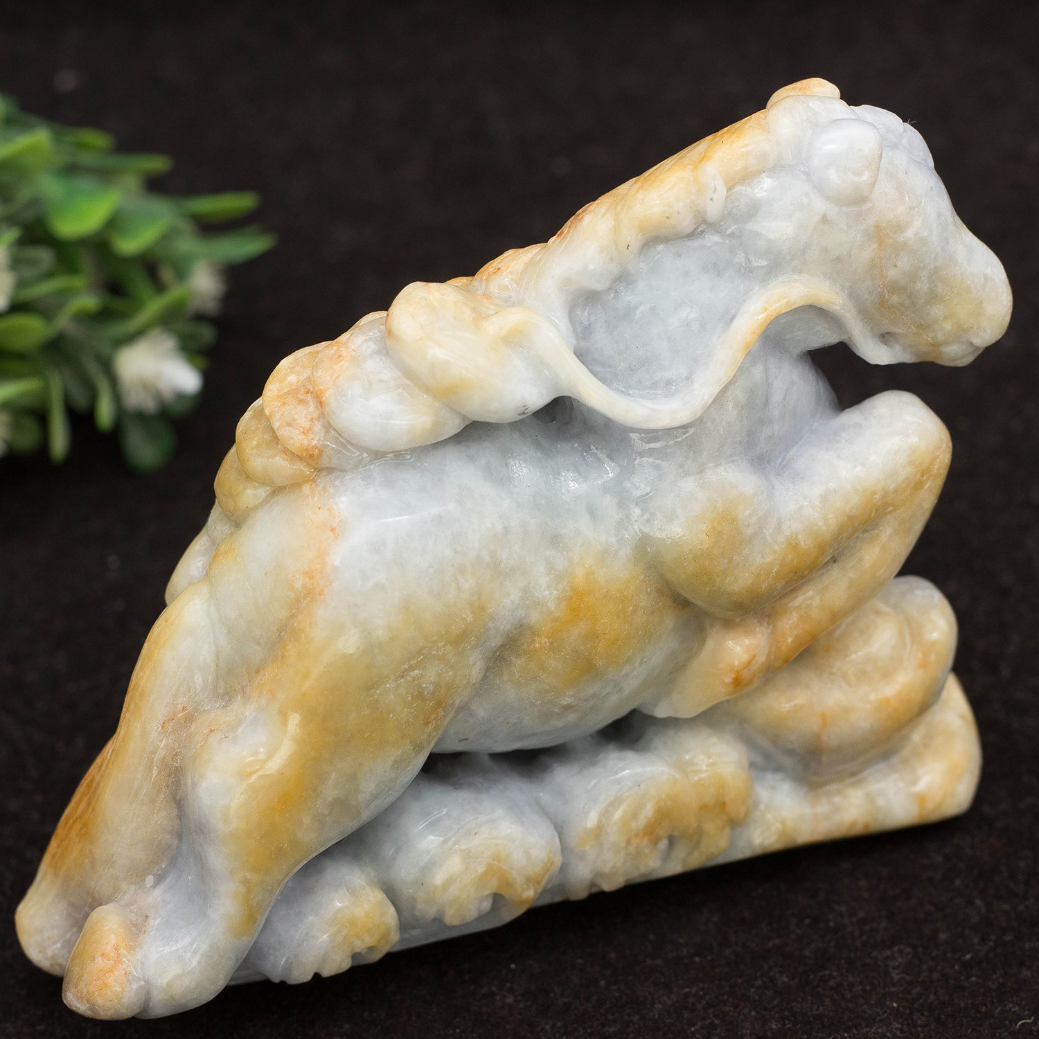 工厂直销 缅甸天然翡翠a货玉器 糯种黄翡生肖马上有钱小摆件 包邮