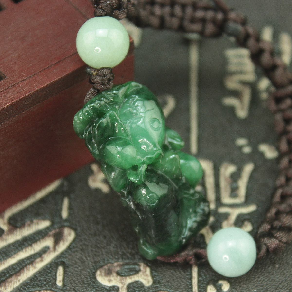 特价 缅甸天然翡翠A货玉器 糯种花青年年有余鲤鱼手牌手链 包邮