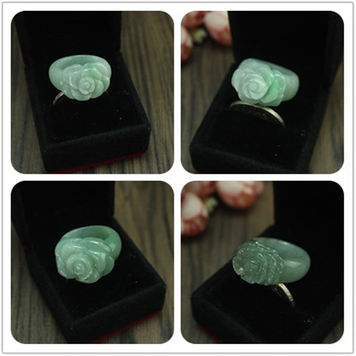 缅甸玉器花开富贵证书戒指包邮