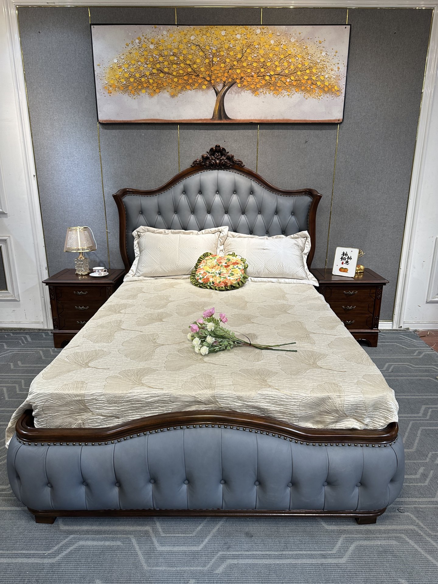 美式复古实木床家用卧室单人1.5米床