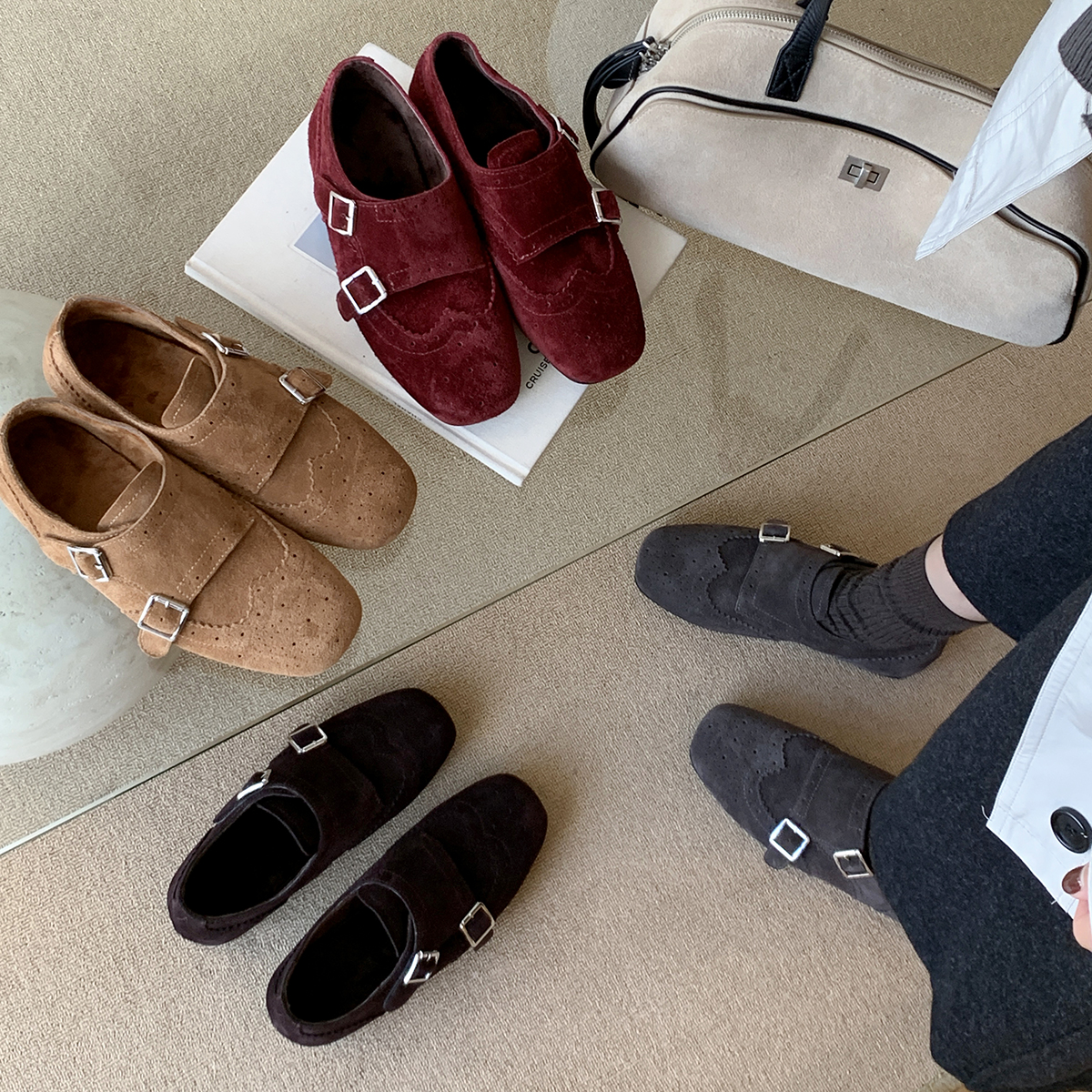 宝小姐森系复古勃肯鞋2025秋冬懒人豆豆鞋时尚百搭乐福鞋单鞋女款