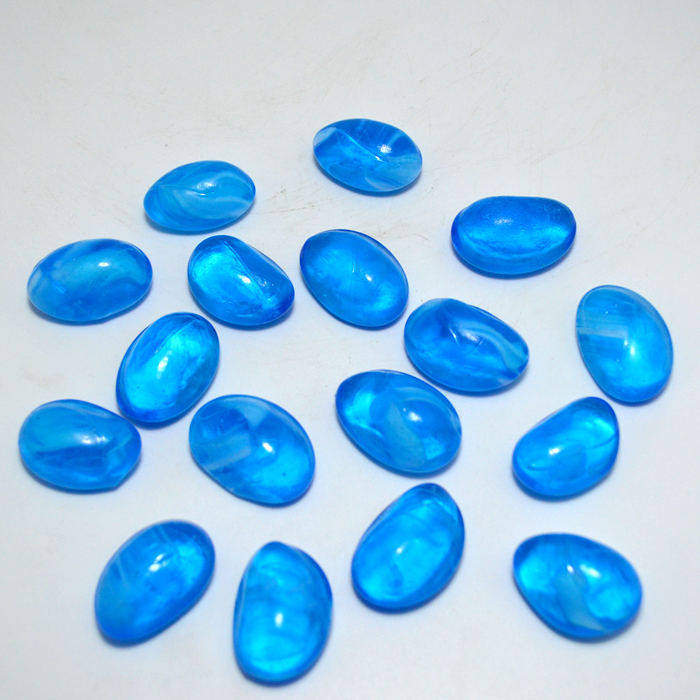 海蓝色花纹鹅卵石异形玻璃珠玻璃石鱼缸水族箱花瓶装饰造景1公斤